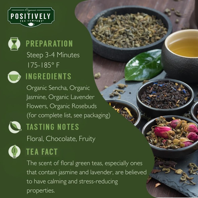 Organic Positively Tea Company, Secret Garden, Green Tea, Loose Leaf,