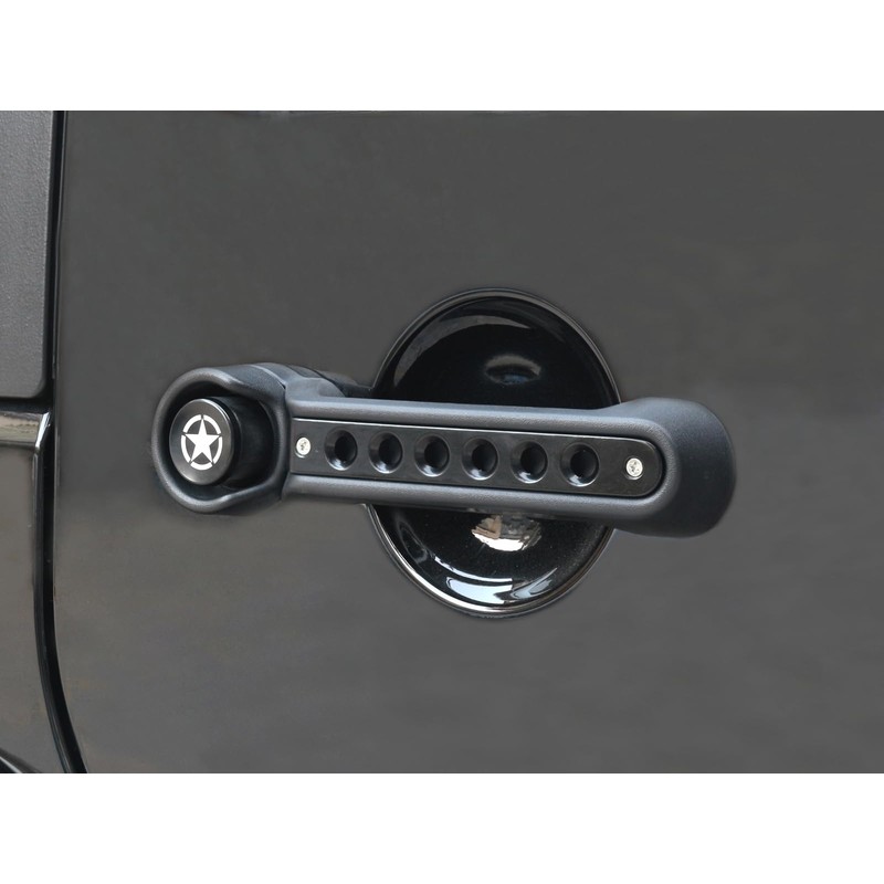 PKEDUO Black Door Handle Inserts + Star Push Button Covers
