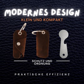 Bodesa Valore Premium Quality Key Bag Made of Genuine Leather, Key Case with Shopping Trolley Remover, Key Organiser for 1-6 Keys, Key Ring with Bottle Opener, Brown-crazy, 7,3 x 3,5 x 1,5 cm