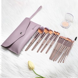 HEYMKGO Makeup Brush Set, Professional Make Up Brush Set, 15 Pieces with PU Leather Cosmetic Bag, Champagne Gold Makeup Brush Kit, Eyeshadow Makeup Brushes, Kabuki Cosmetic Brush, Make-Up Gift