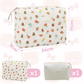 Pack of 2 Floral Cosmetic Bag, Cute Cotton Skin Care Bag, Portable Travel Cosmetic Bag, Cosmetic Storage Bag, Storage Bag for Toiletries