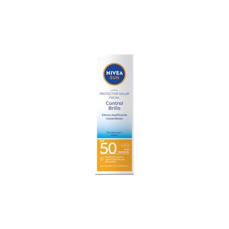 Nivea Sun Protector Solar Facial Control Brillo Efecto Matificante Instantáneo