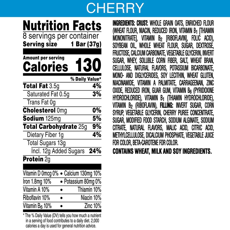 Kellogg's Nutri-Grain, Soft Baked Breakfast Bars, Cherry, Made with Whole