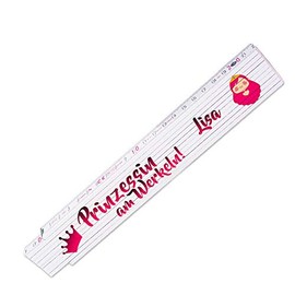 Ruler with Name Lisa and Beautiful Motif - Princess at Work - for Women | Metre Measure | Link Scale Printed with Name | Many Names to Choose From