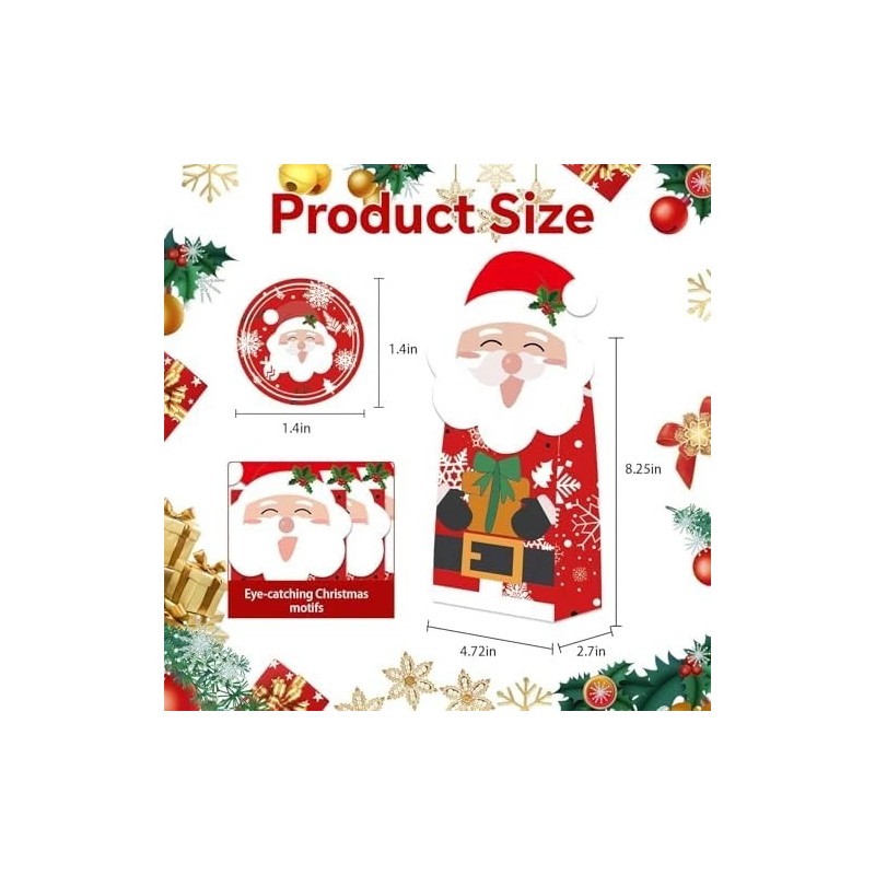 Christmas Gift Bags Kraft Paper with Handles 24 Pack