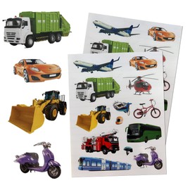 Vehicles Stickers for Arts and Crafts Boys - Car Stickers for Party Favors School and Classroom Learning - Trucks, Cars, Motorcycle, Bus, and Fire Trucks Sticker Labels - 60 Pack