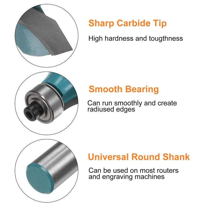 QUARKZMAN Pack of 2 Rounding Cutter 1/2 Shank 11/16 Inch