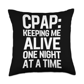 Funny Sleep Apnea Awareness Design for Sleep Apnea CPAP Life Funny Obstructive Sleep Apnea Awareness Throw Pillow, 18x18, Multicolor