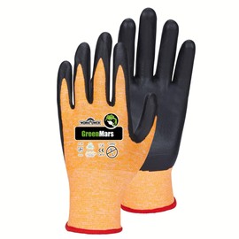 WORKPOWER Green Mars Work Gloves for Men - Non Slip Nitrile Coated Gloves - Available in Sizes 11 (Heather Orange/Black)