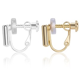 Beebeecraft 1 Box 20Pcs Earring Clips 18K Gold & Sterling Silver Plated Brass Clip-on Earrings Non-Pierced Findings with Silicone Pads for DIY Jewellery Making