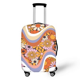 Dremagia Swirl Hippie Flowers Baggage Covers for 26-29 Inch Suitcase Washable Non Slip Suitcase Cover Colorful Flower Luggage Cover Decoration for Women Girl, Suitcase Protector for Travel Luggage