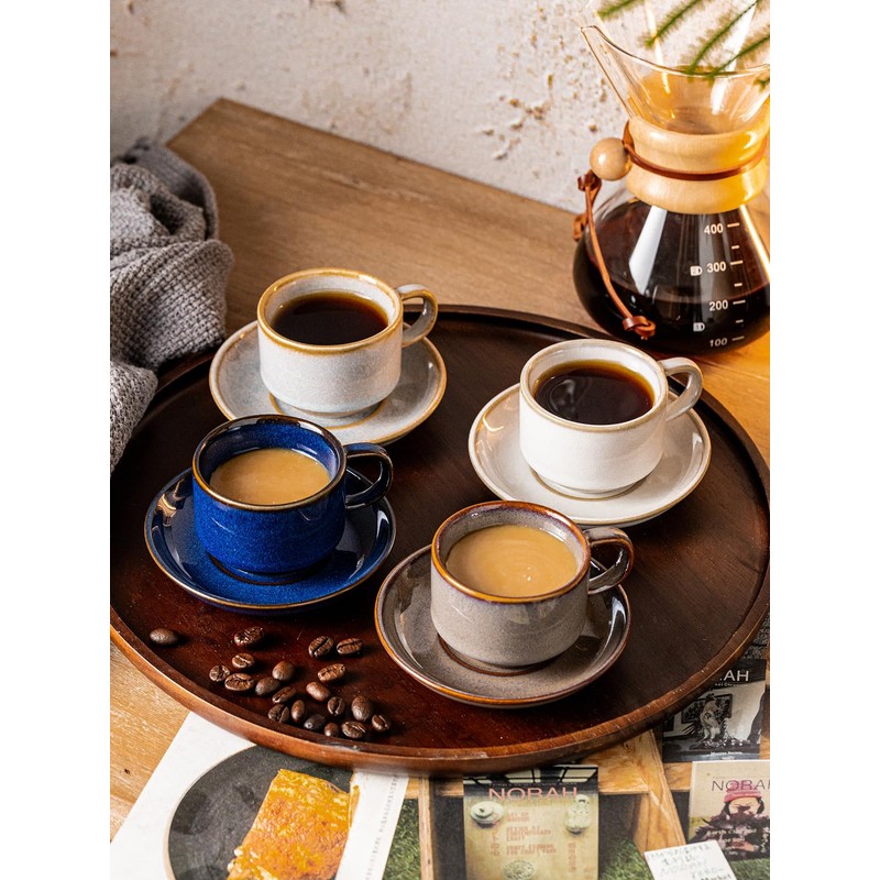 Gomakren 2.5 Ounce Espresso Cups Set of 4, Small Stackable