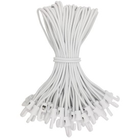 WMZOBH Bungee Cord with Hooks, Pack of 50, Expander with Hooks, 25 cm, Multifunctional Tarpaulin Tensioner, Rubber Tensioner with Hooks for Camping Tarpaulin, Trailer Tarpaulin, Pool Cover (White)