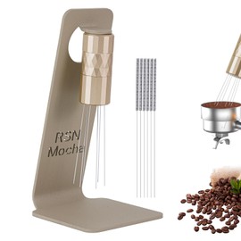 RSNMocha WDT Tool Espresso Distribution Tool,Coffee Distribution Tool with Magnetic Stand, Espresso Accessories with 6 Extra Φ0.25mm Stainless Steel Needles for Barista (Rich Gold, Φ0.25mm)