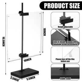 Yaocom Adjustable Metal Easel Stand with Acrylic Floating Photo Frame 16.5" Tabletop Frame Stand for Display, Poster or Signs Floor Heavy Duty Easel for Weeding Home Exhibition Restaurant(Black)