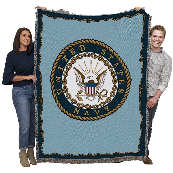 Pure Country Weavers PCW - US Navy - Emblem Blanket - Gift Military Tapestry Throw Woven from Cotton - Made in The USA (72x54)