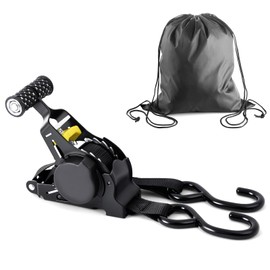 vsshe Retractable Ratchet Tie Down Straps - 680kg Max Break Strength, Heavy Duty Tie Down Strap, 2.5 cm x 3.3 m Straps with Ergonomic Handles for Motorcycles/Car/Trailer/Household