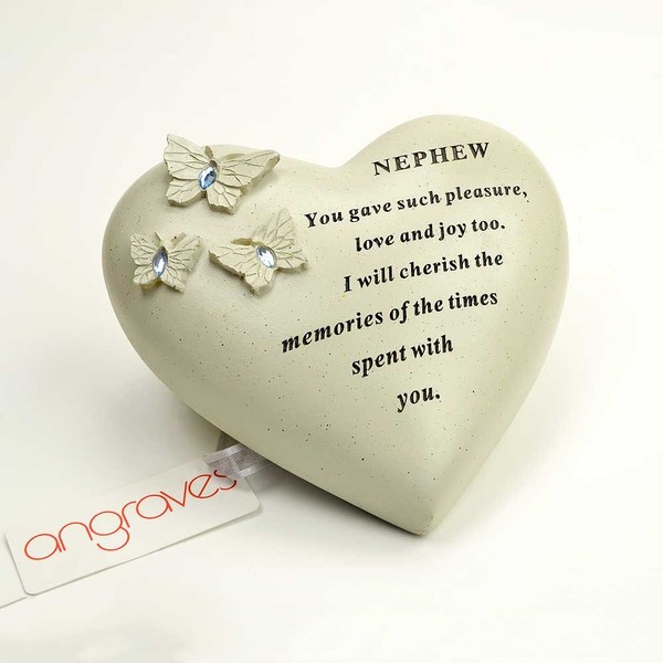 Angraves Special Nephew Butterfly Gem Heart Graveside Memorial Ornament Plaque