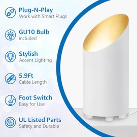 SUNVIE 4 Pack Up Lights Indoor Floor Can Light 5W Uplighting Indoor Uplights Indoor with 2700K GU10 Bulbs, Uplight for Plants Tree Floor Spotlight Indoor with 5.9 FT UL Listed Plug Cord &Foot Switch