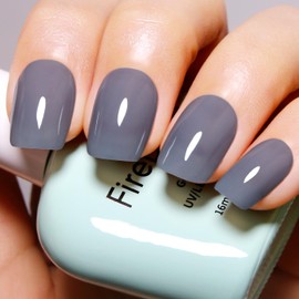Firedeep Jelly Dark Grey Gel Nagellack Sheer Grey Nagellack UV/LED Soak Off Gel Lack für Nagelkunst Maniküre DIY zu Hause 16ML 1Pcs