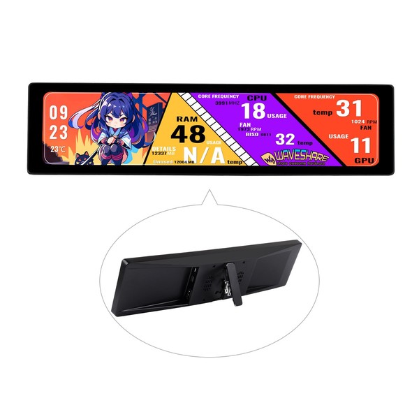 Waveshare 11.9inch Touch Monitor, 320×1480 Pixel, HDMI Interface, Hi-Fi Speaker,