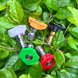 ANJIESENG Universal Pressure Washer Nozzles, 1/4-Inch Quick Connect, Hot（85°）- or Cold-Water Use, power washer tips Set of 5 pcs (4.5 Orifice）