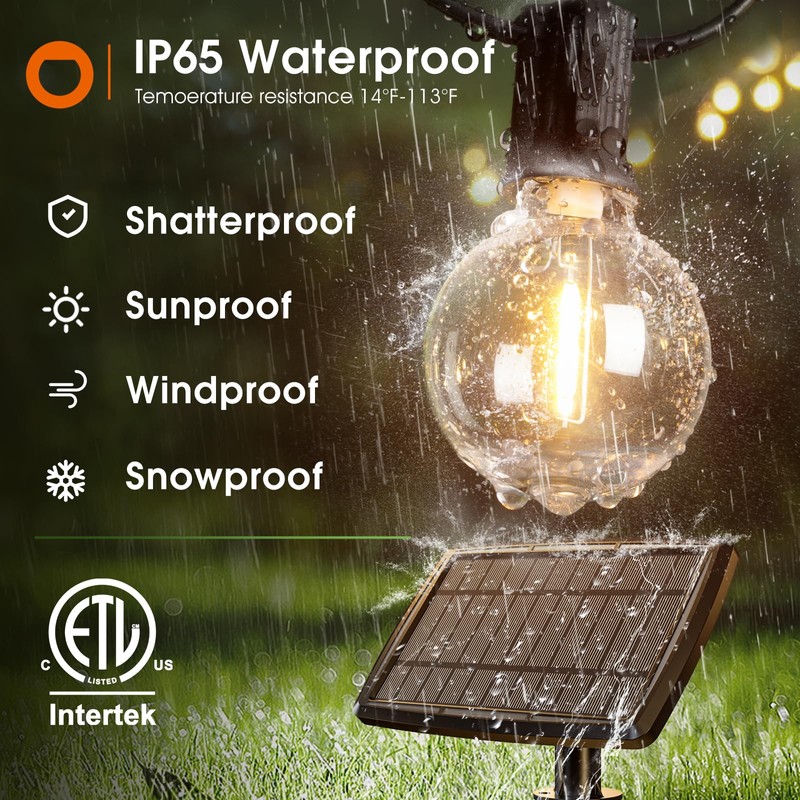 addlon 35FT Solar String Lights Outdoor with Remote, Waterproof G40