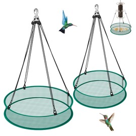 2 Pack Bird Seed Catcher for Outdoor Feeders, 24in & 16in Adjustable Hanging Trays with 4in Anti-Spill Height, Hanging Hoop Bird Seed Catcher Tray for Hummingbird Feeders Outdoor Garden Accessories