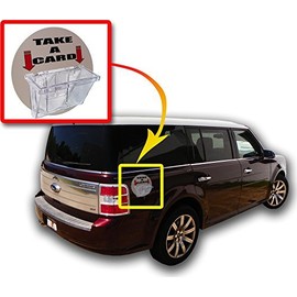 Vehicle Business Card Bin with Lid and Round Take a Card Magnet Holds 3.5" x 2" Contact Information Cards Smooth Metal Surface Mount Box Clear Plastic On The Go Advertising Caddy by Marketing Holders