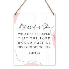 patcate Inspirational Bible Verse Scripture Wall Art Decor, Religious Christian Gifts for Women, Pink Luke 1:45 Boho Decor for Living Room Home Office (A09)
