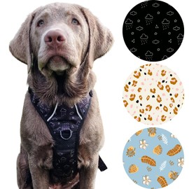 Happi Doggi® The Ultimate Everyday Dog Harness, No-Pull, Adjustable, Reflective, Front/Back Lead Attachments, Control Handle (L - Neck: 40-60cm | Chest: 55-83cm | Length 29cm, Animal Print)
