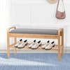 Proman Products Cambridge Bamboo Shoe Bench Organizer with Shoes and