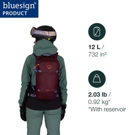 Osprey Glade 12-Ski and Snowboard Hydration Pack-Cold-Weather Winter Backpack with 2.5L Water Reservoir, Diagonal Ski Carry, Snowboard Carry and Insulated Harness, Black