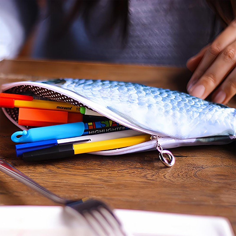SIVZUMO 1 x Fish Shaped Pencil Case Novelty Fish Pencil