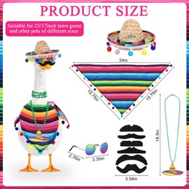 Dreamtop 5 Pcs/Set Mexican Porch Goose Outfits, 23"/ 17" Lawn Goose Statue Clothes Costume for Cinco De Mayo, Garden Goose Clothes