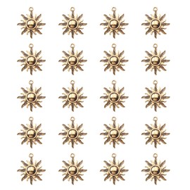 Ruwado 30 Pcs Sun Charms Metal Antique Gold Vintage Celestial Pendants Beads for Jewelry Making Kit Finding Supplies Bracelets Necklace Earring Key Chain DIY Crafting Project (Antique Gold)