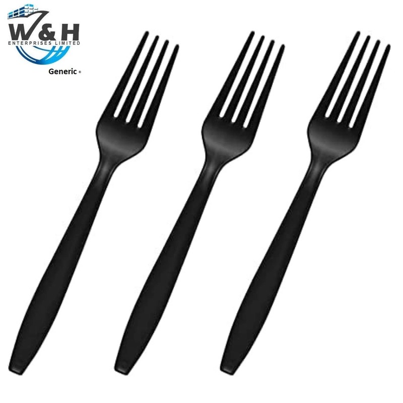 Generic Pack of 50 Heavy Duty Black Plastic Fork, Reusable
