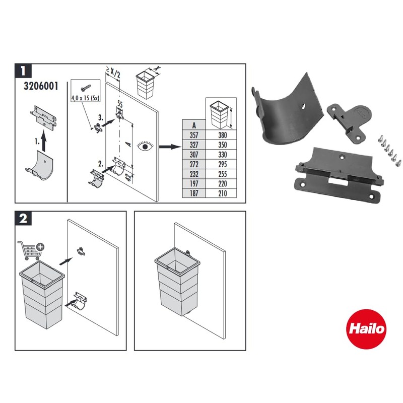 Hailo ReadyBin Bin Universal Wall Holder Any and Easy Assembly