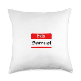 Samuel, Hello My Name is Name Tag, Badge Throw Pillow