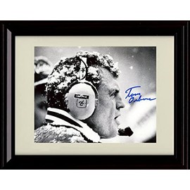 Tom Osborne Autograph Promo Print - Nebraska Football- in The Snow - Framed 8x10