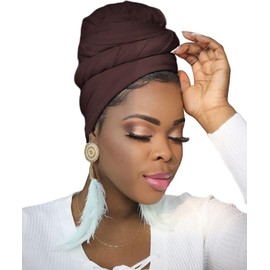 Ftoronaly Turban Head Wraps for Black Women Hair Wraps Stretch Soft Jersey Hijab Scarf Headwraps Headband Brown