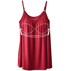 Camisoles for Women with Built in Bra Adjustable Strap Tank Tops Cami Sleeveless Summer Tops for Workout Sleeping Traveling Red XL