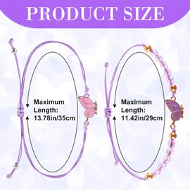 Alpinleux 4 Pcs Friendship Bracelets for 2, Matching Bracelets for Best Friends, Best Friend Bracelet, Adjustable Friendship Bracelet, Butterfly Bracelets for Women, Couple, Friend
