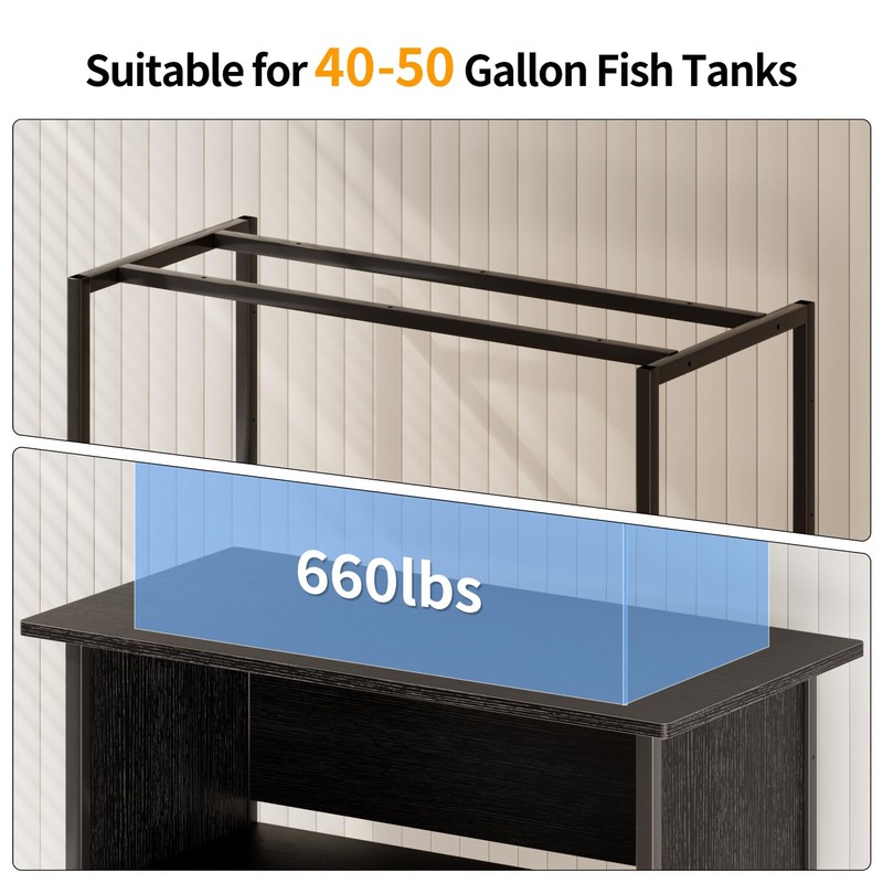 APPOLYN 40-50 Gal 3-Tier Aquarium Stand Fish Tank Stand, Black