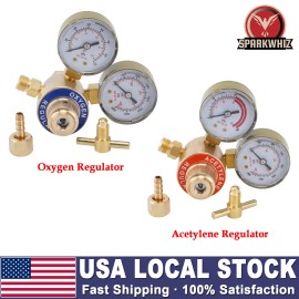 SPARKWHIZ Oxygen and Acetylene Regulators Set with Dual Gauge, CGA200 CGA540 USA Fast