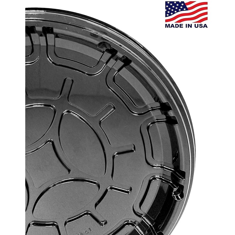 PACTOGO 18" Round Black Plastic Cater Trays with Clear Dome