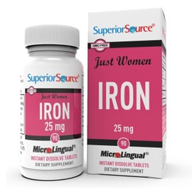 Superior Source Just Women Iron 25 mg - Ferrous Fumarate Supplement for Women - Iron Supplement Supports Overall Health - Formula Aids Against Gastrointestinal Discomfort - 90 Instant Dissolve Tablets