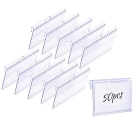 Lyfengdeam 50 Piece Clear Plastic Dasket Tag Holder, Transparent Price Tag Holder, Reusable Tag holder For Sign Display In Markets, Retail Stores And Storage Rooms, Etc (6×4.2CM)