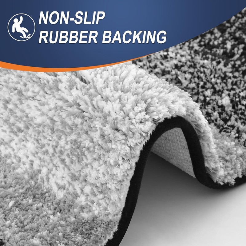 smiry Microfiber U-Shape Toilet Mat, Non-Slip Shaggy Soft Pedestal Mat