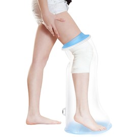 YUNCHI Waterproof Leg Cast Cover for Shower Adult with Non-slip Bottom, Reusable Watertight Cast Protector for Shower Leg for Ankle, Foot, Knee Injuries - Half Leg Covers 28“x14”